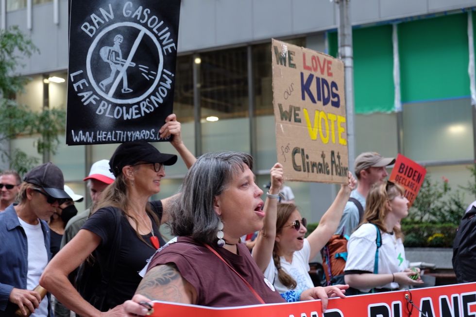 Anti-Leafblower protester