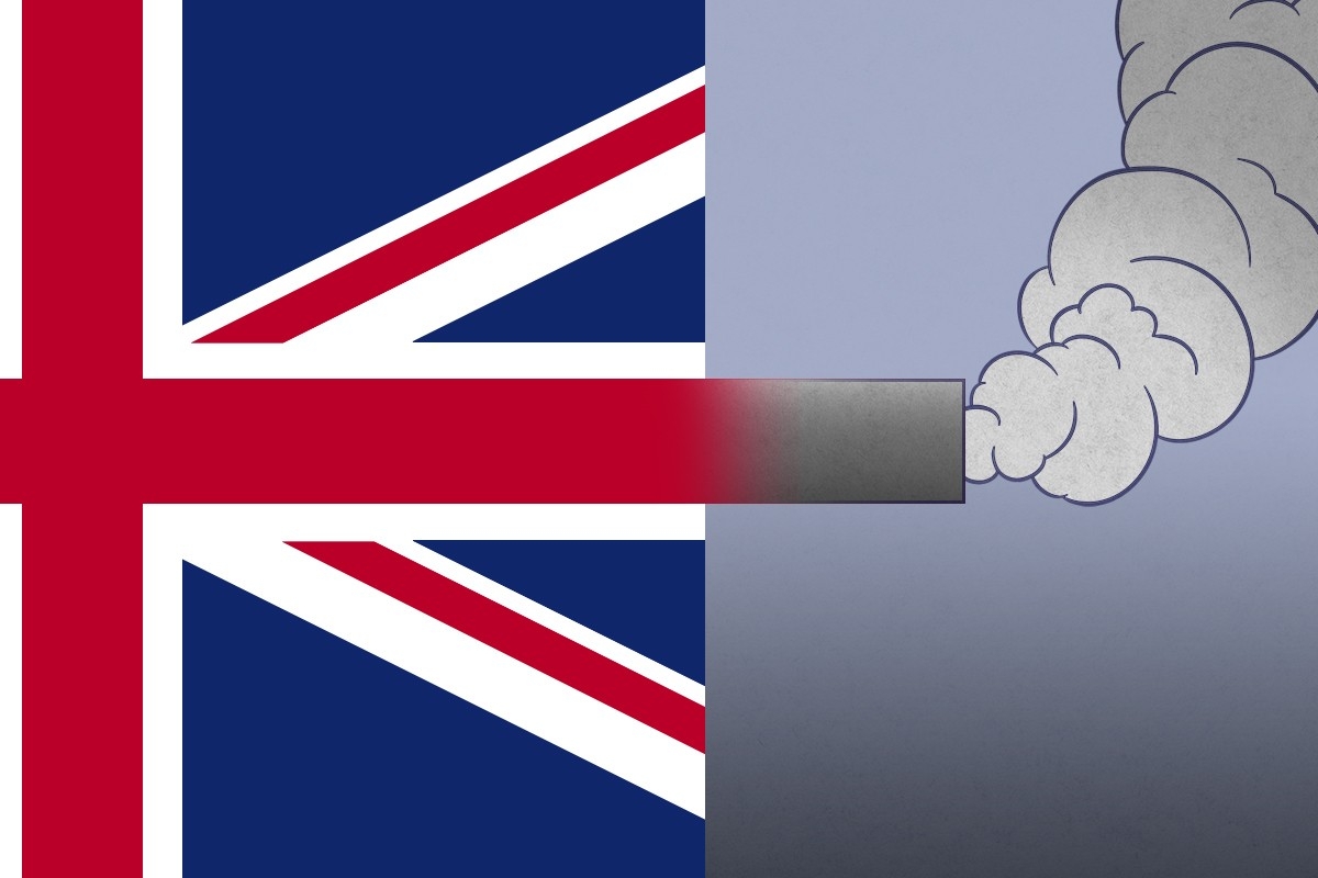 The UK flag and a tailpipe.