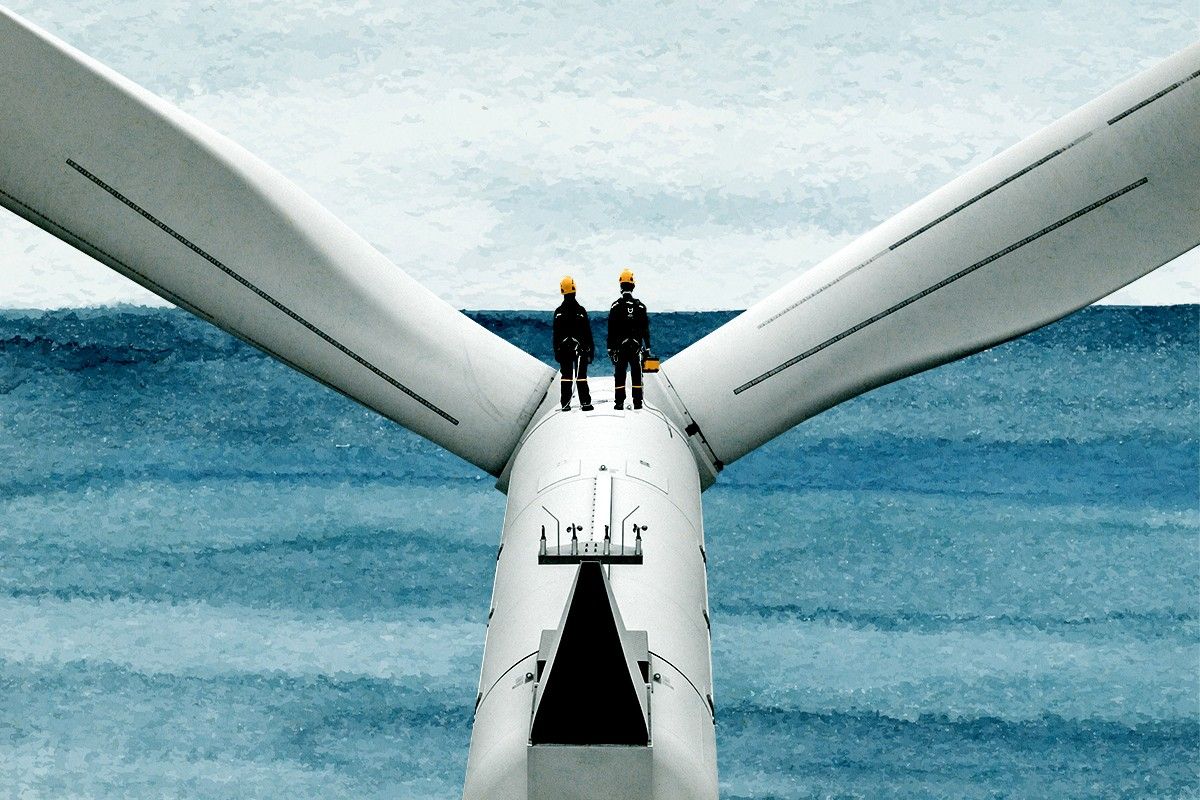 A wind turbine.