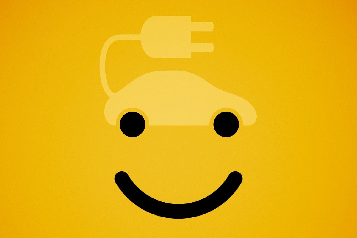 An EV and a smiley face.