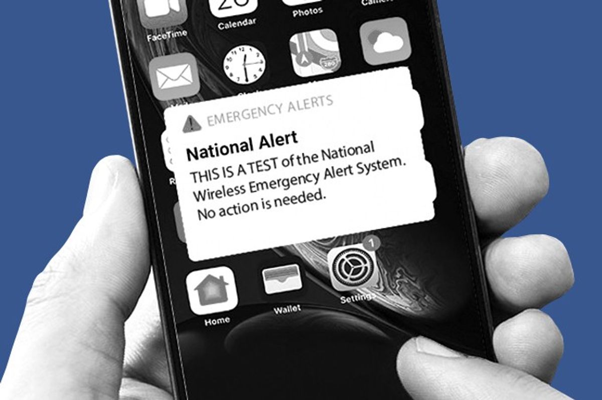 A phone with an emergency alert.