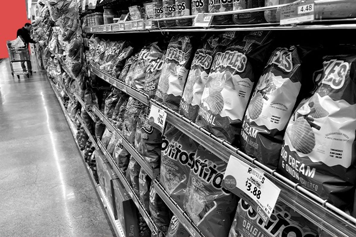 An aisle of snack food.