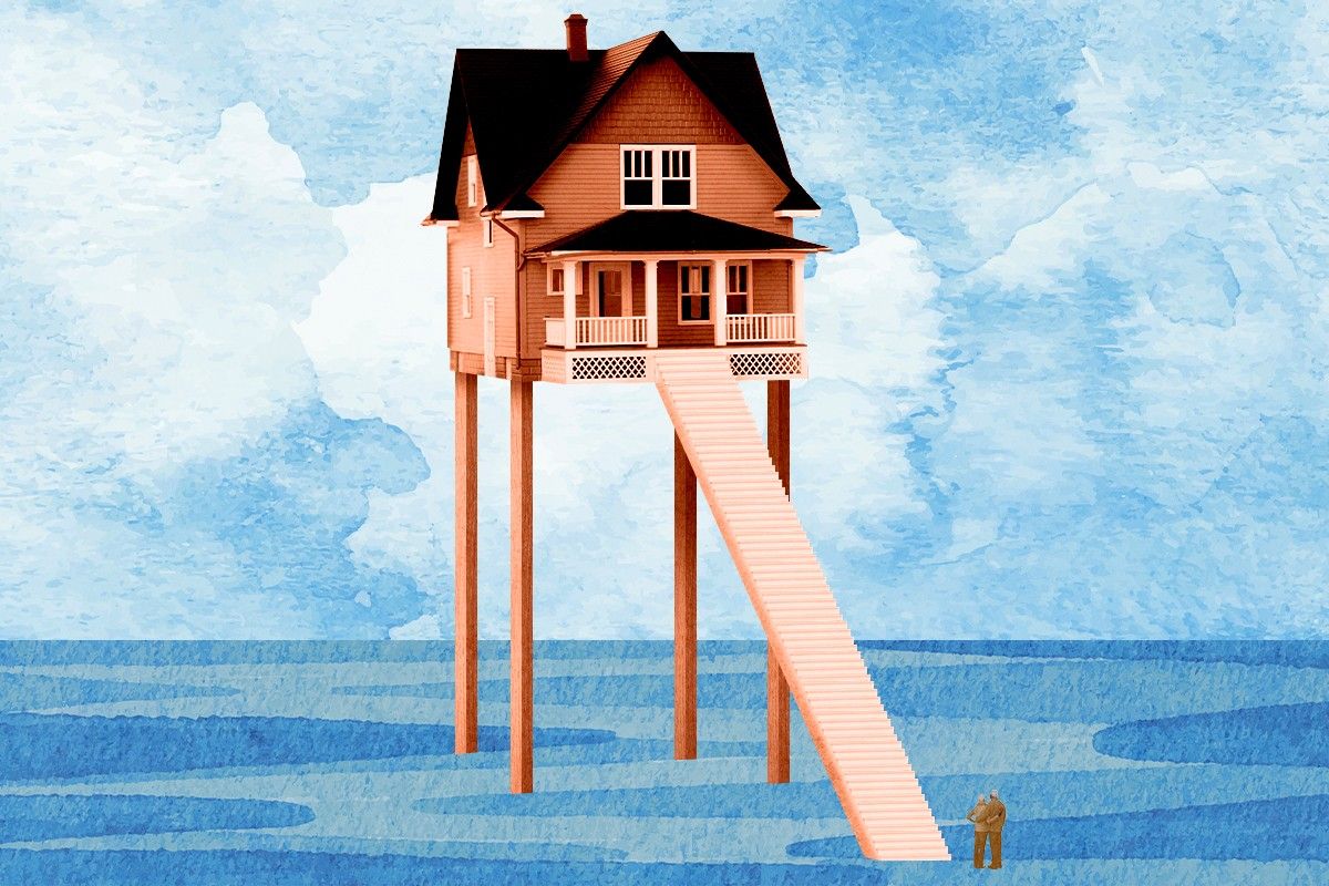 A house on very high stilts.