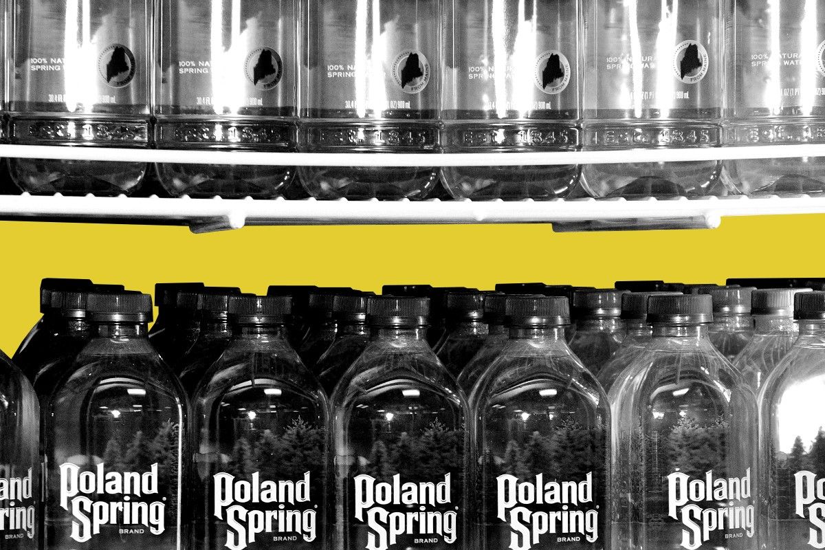 Poland Spring bottles.