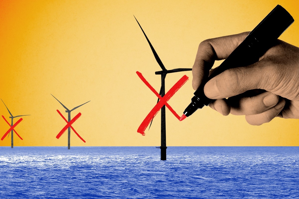 Crossing out wind turbines.