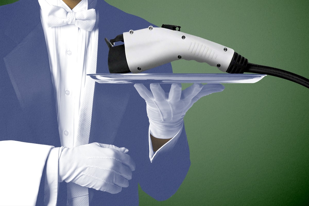 A butler with a charger.