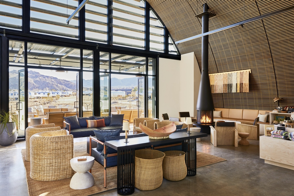 AutoCamp clubhouse interior.