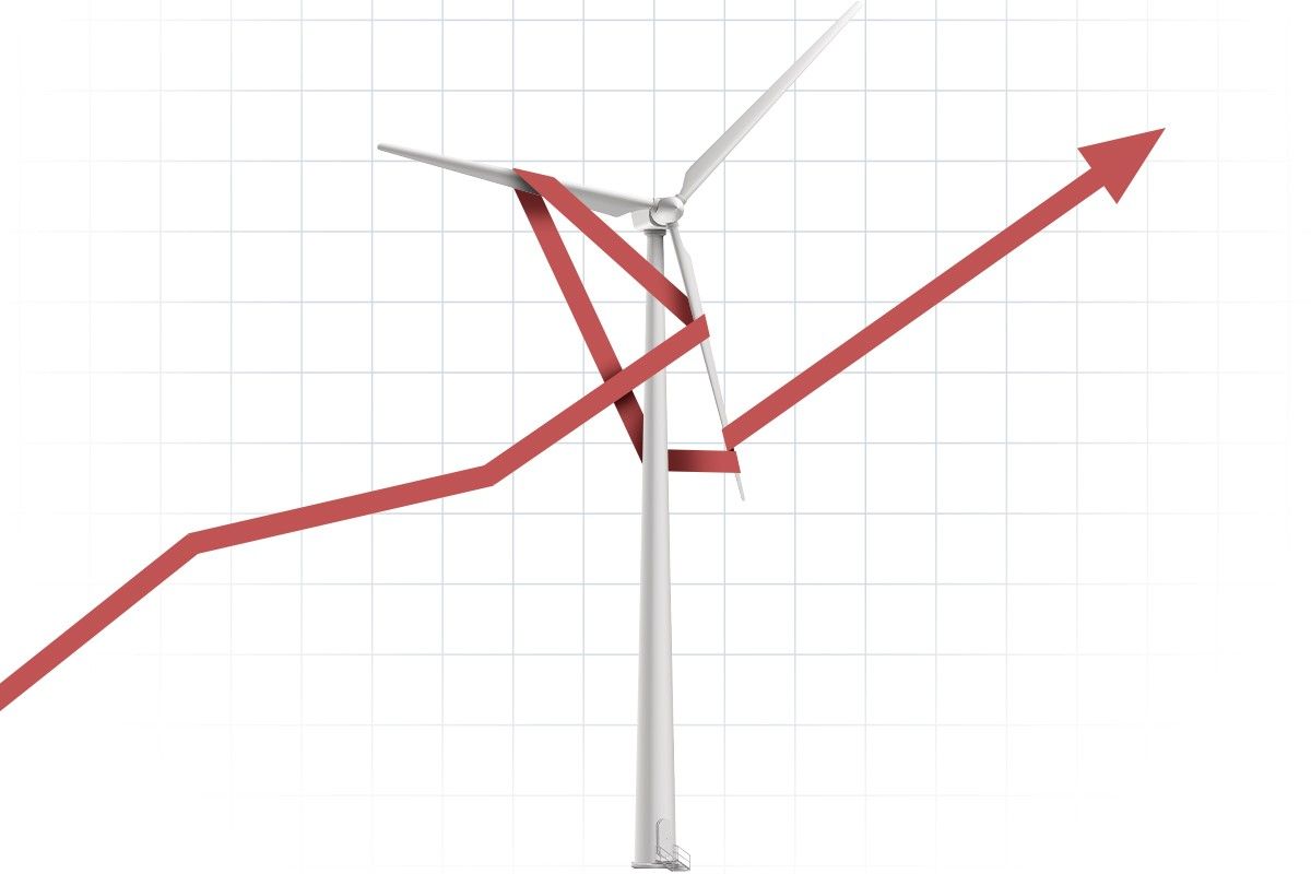 A tangled wind turbine.