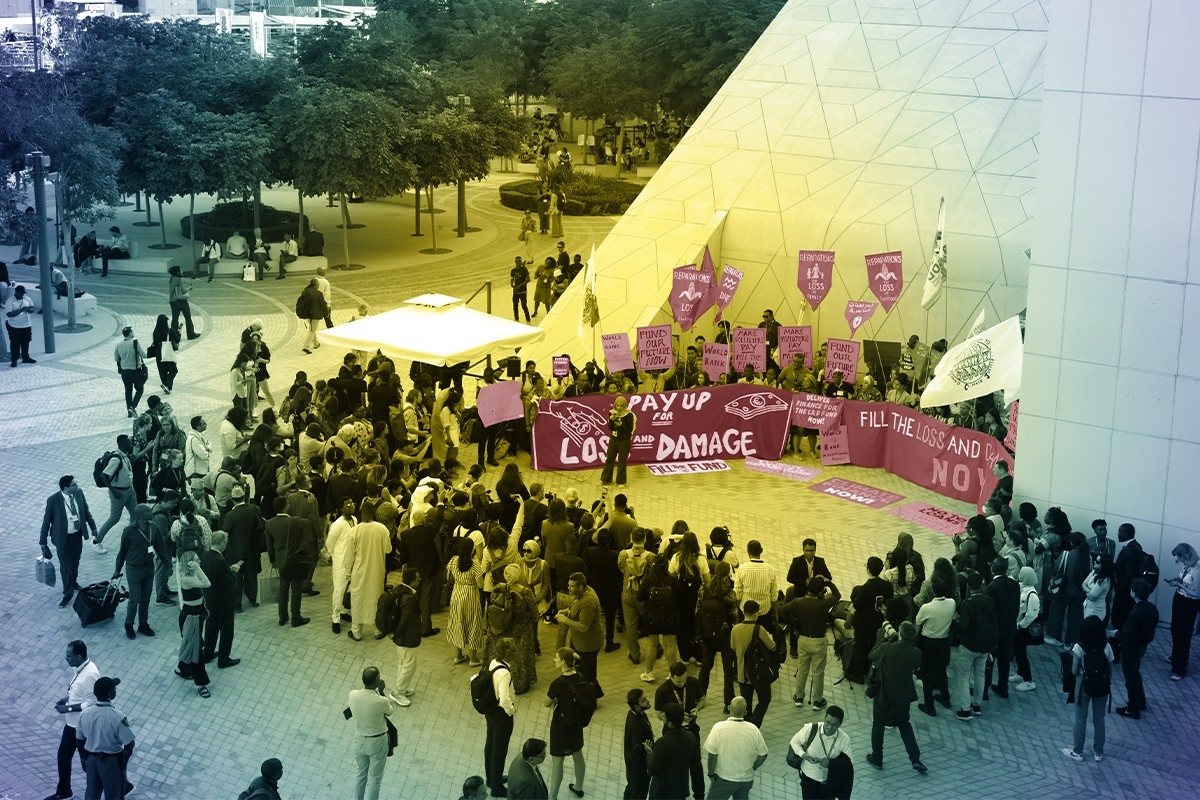 Protesters at COP28.