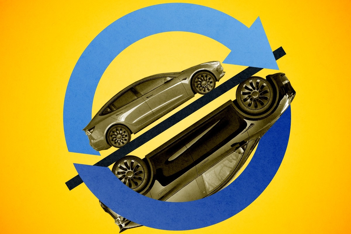 Teslas with circular arrows.