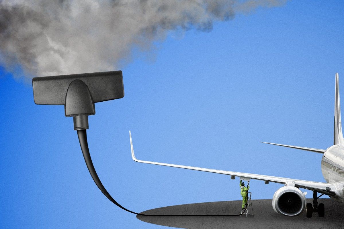 A jet fueling up with carbon.