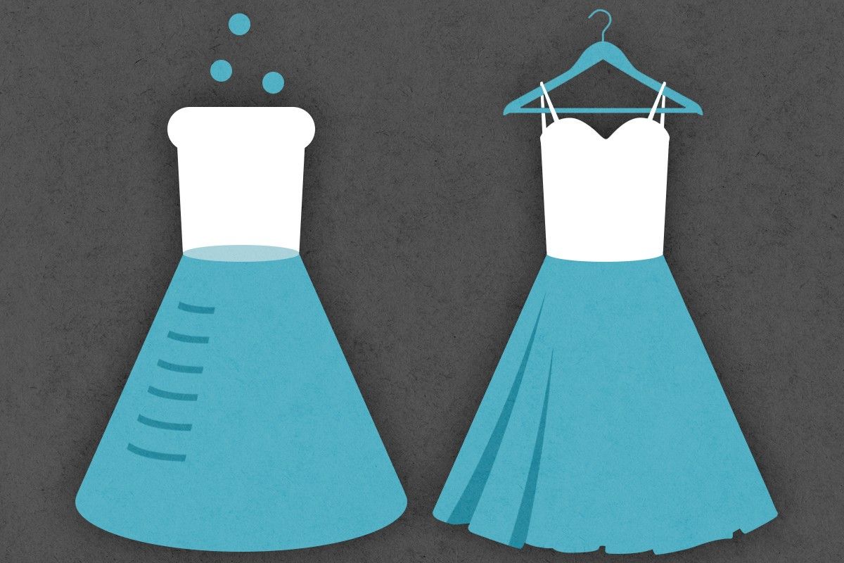 A flask and a dress.