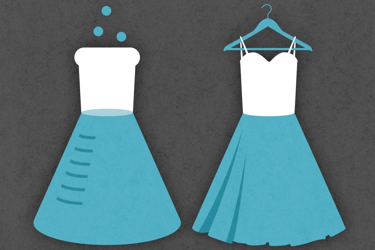 A flask and a dress.