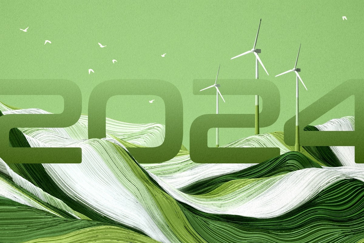 Futuristic wind turbines.