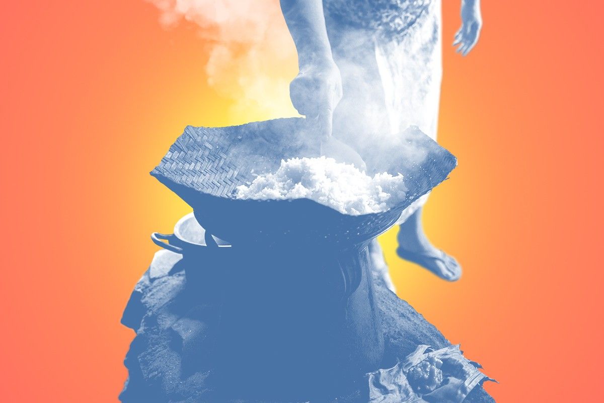 Cooking on an open flame.