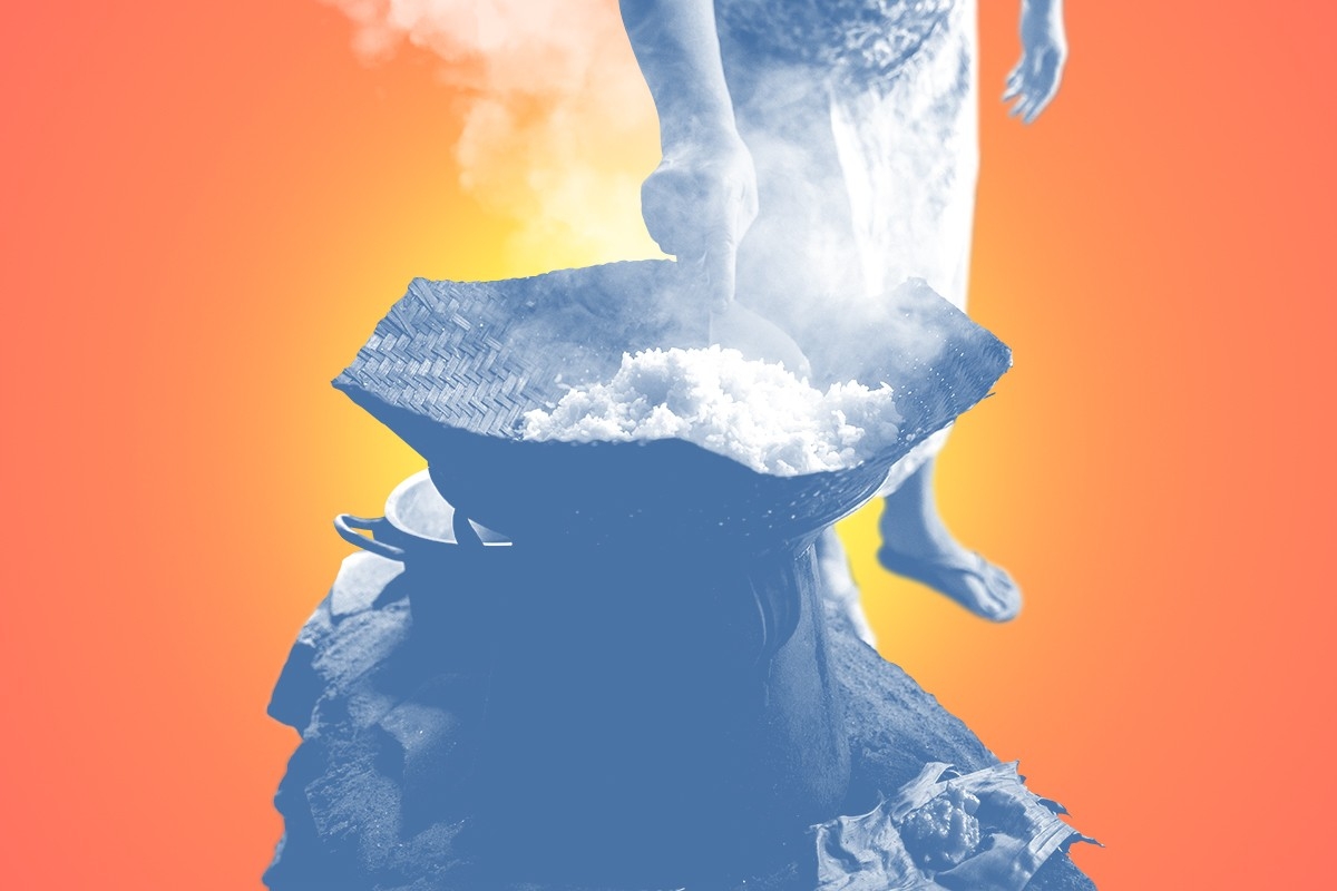 Cooking on an open flame.