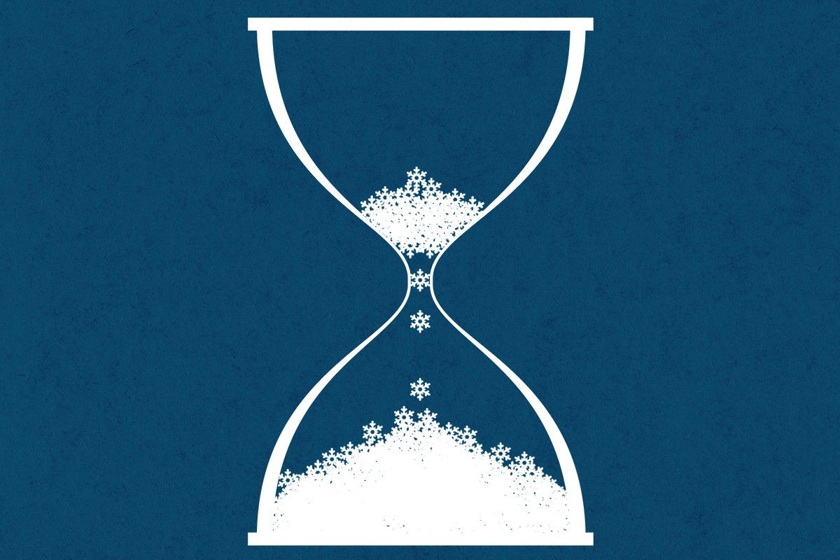 Snowflakes in an hourglass.