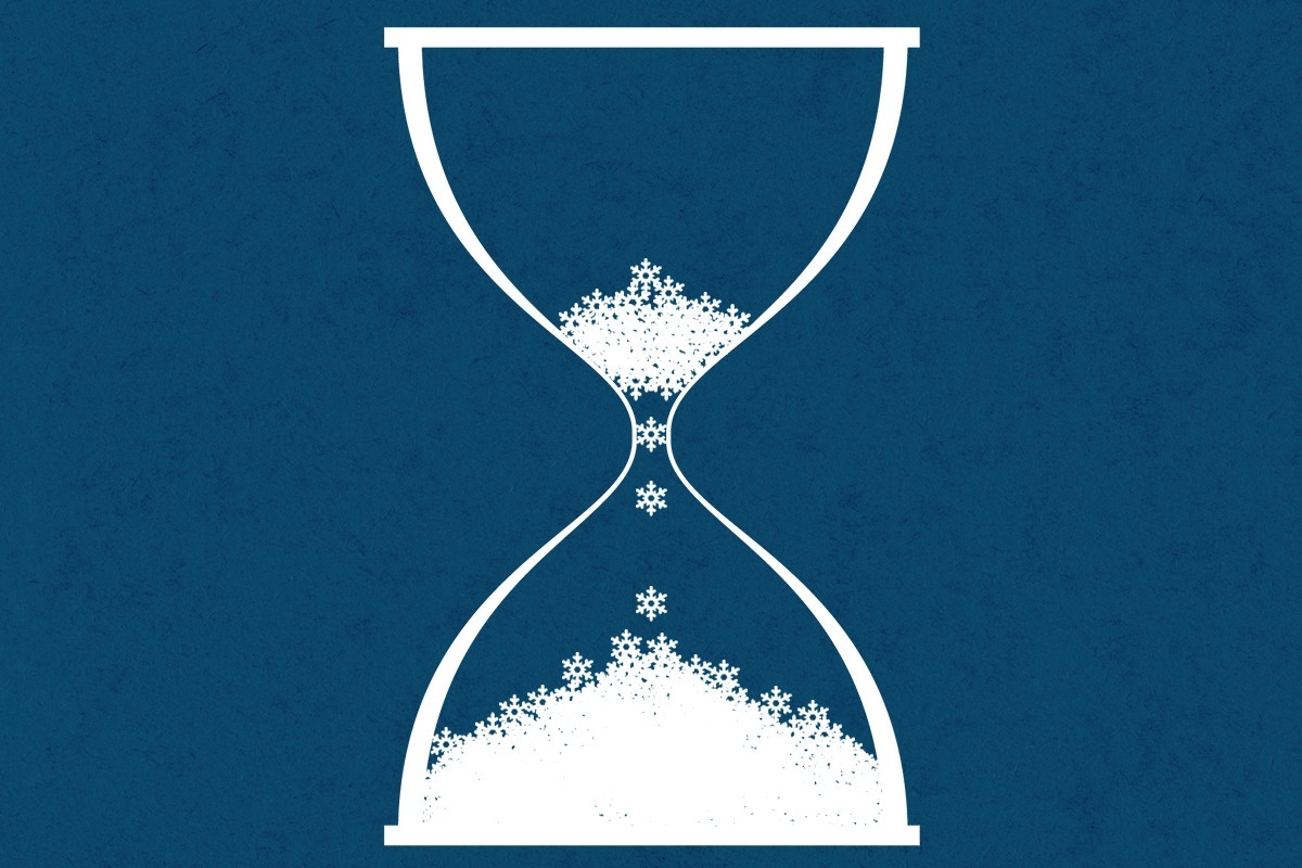 Snowflakes in an hourglass.