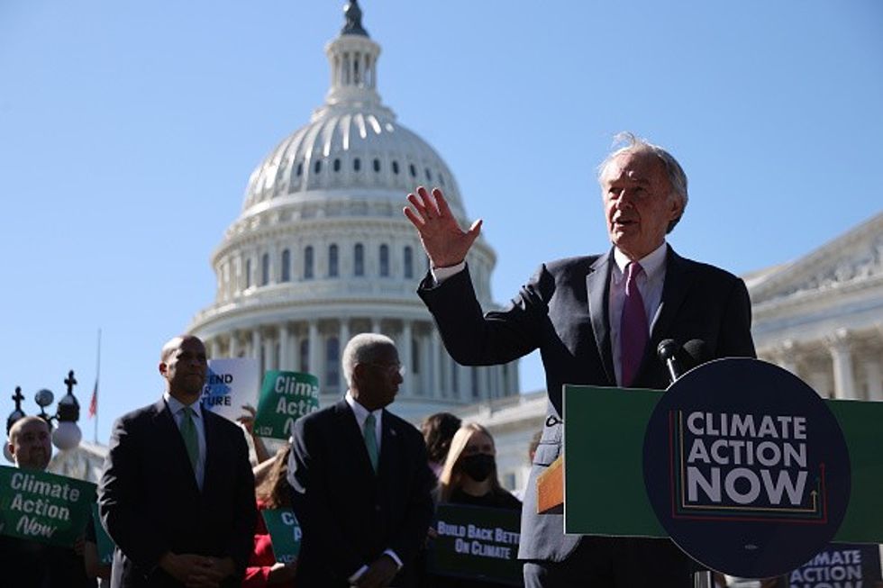 Sen. Markey at a Capitol Hill rally in 2021.