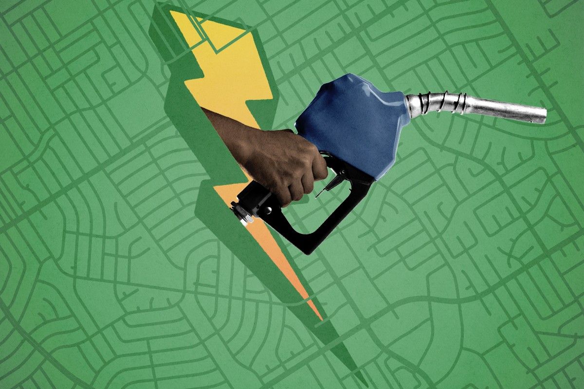 A gas nozzle and electricity.