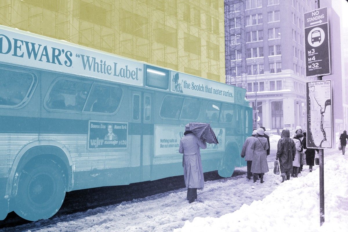 New York City during a snowstorm.