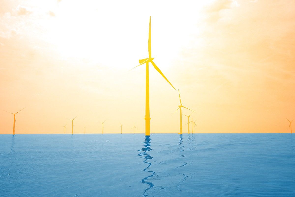 Wind turbines.