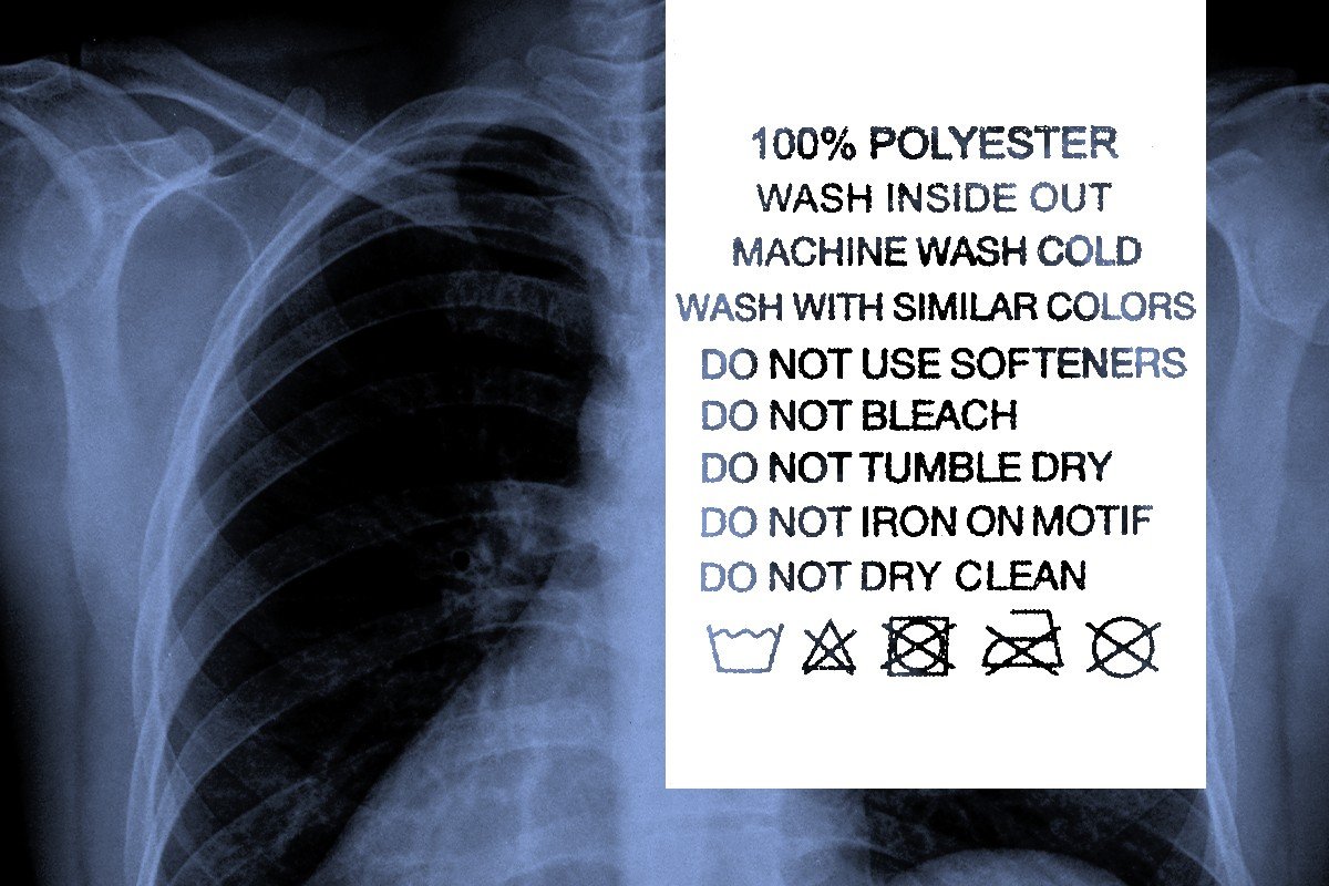 An x-ray and a clothing tag.