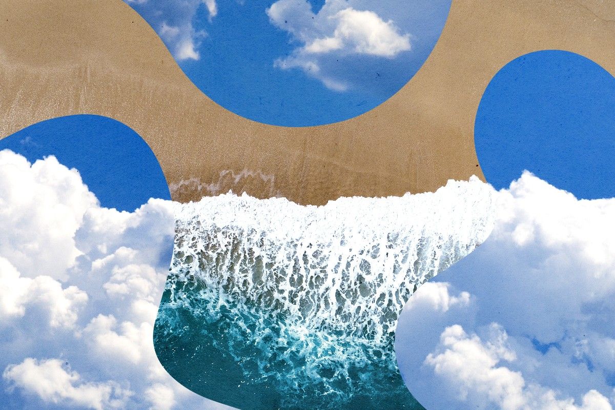 A beach and clouds.