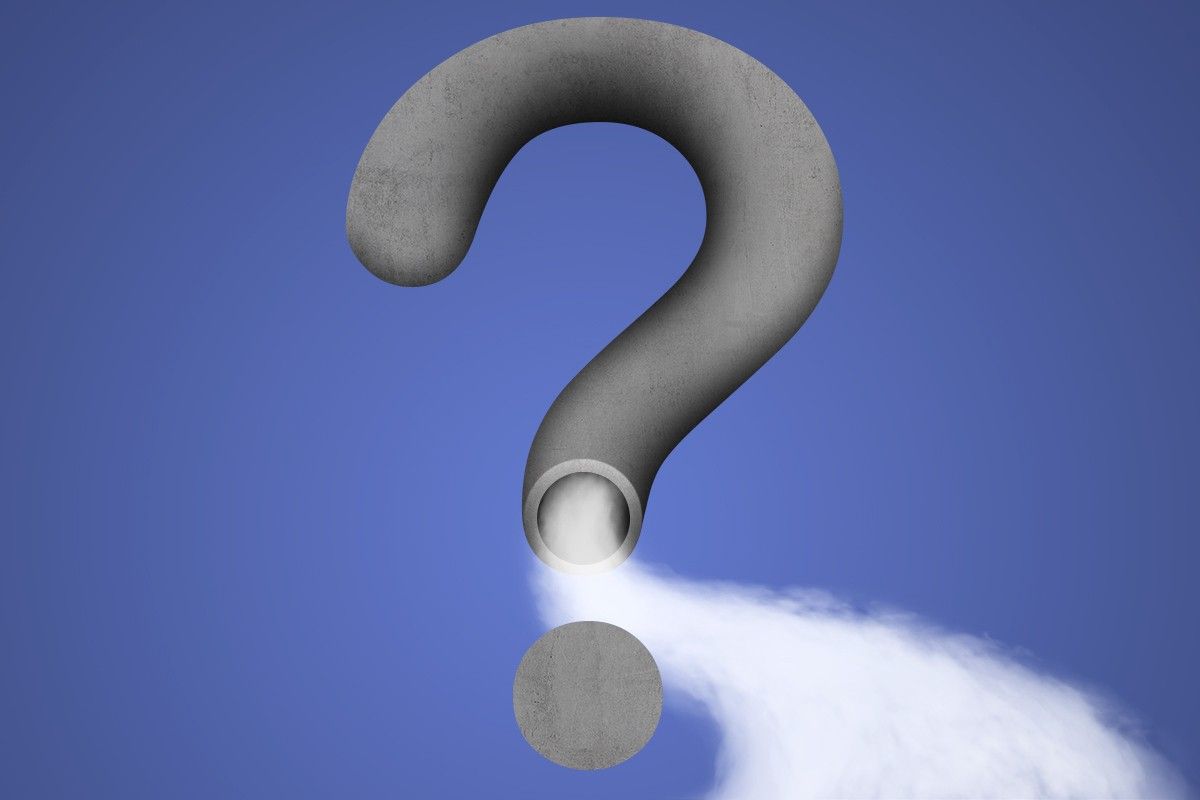 A tailpipe question mark.