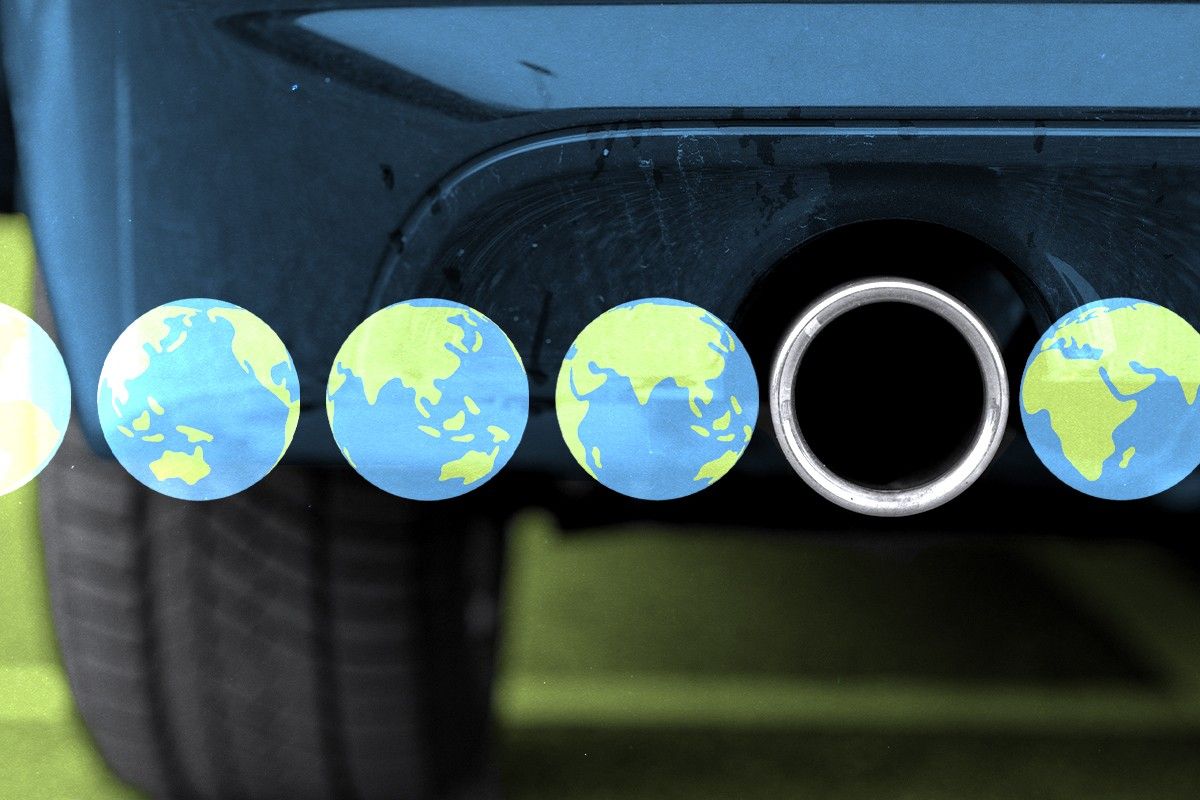 A tailpipe and Earth.