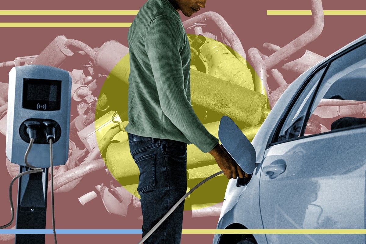 An EV and tailpipes.