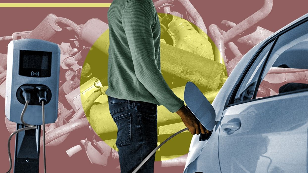 An EV and tailpipes.