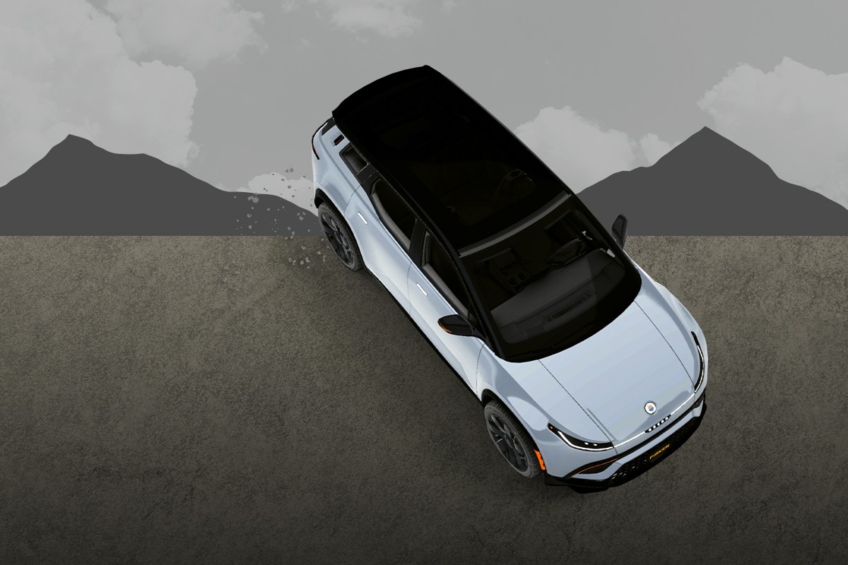 A Fisker going off a cliff.