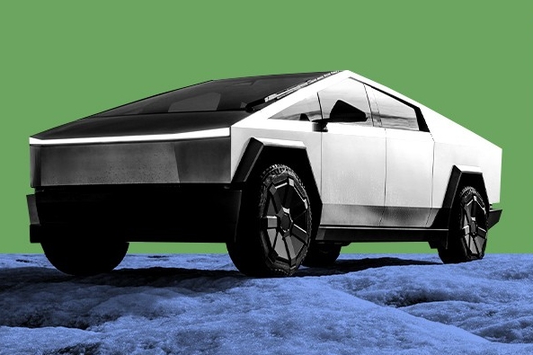 A Cybertruck and a Rivian.