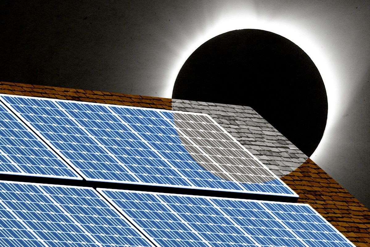 An eclipse and solar panels.