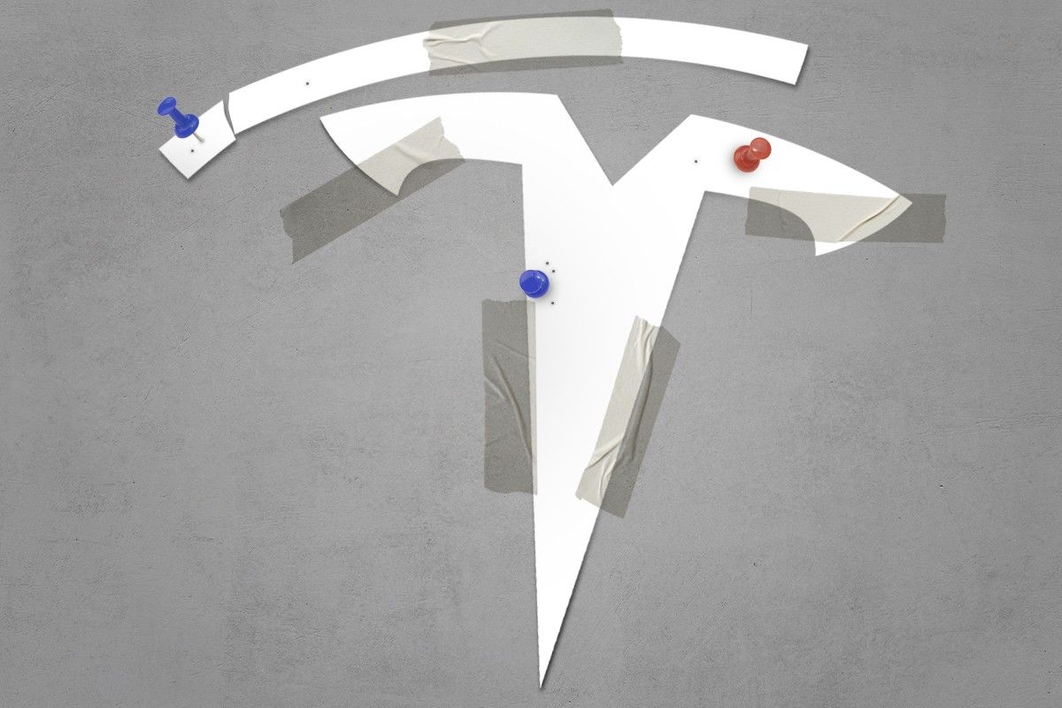 The Tesla logo.