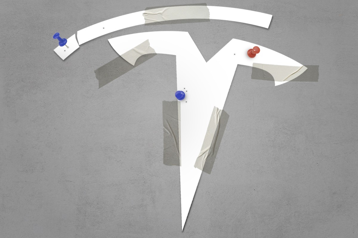 The Tesla logo.