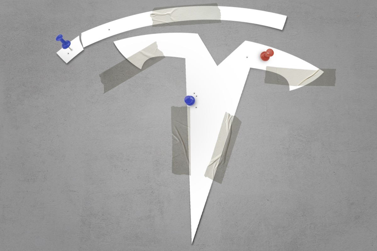 The Tesla logo.