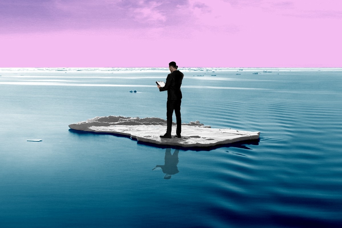 A pollster on an ice floe.