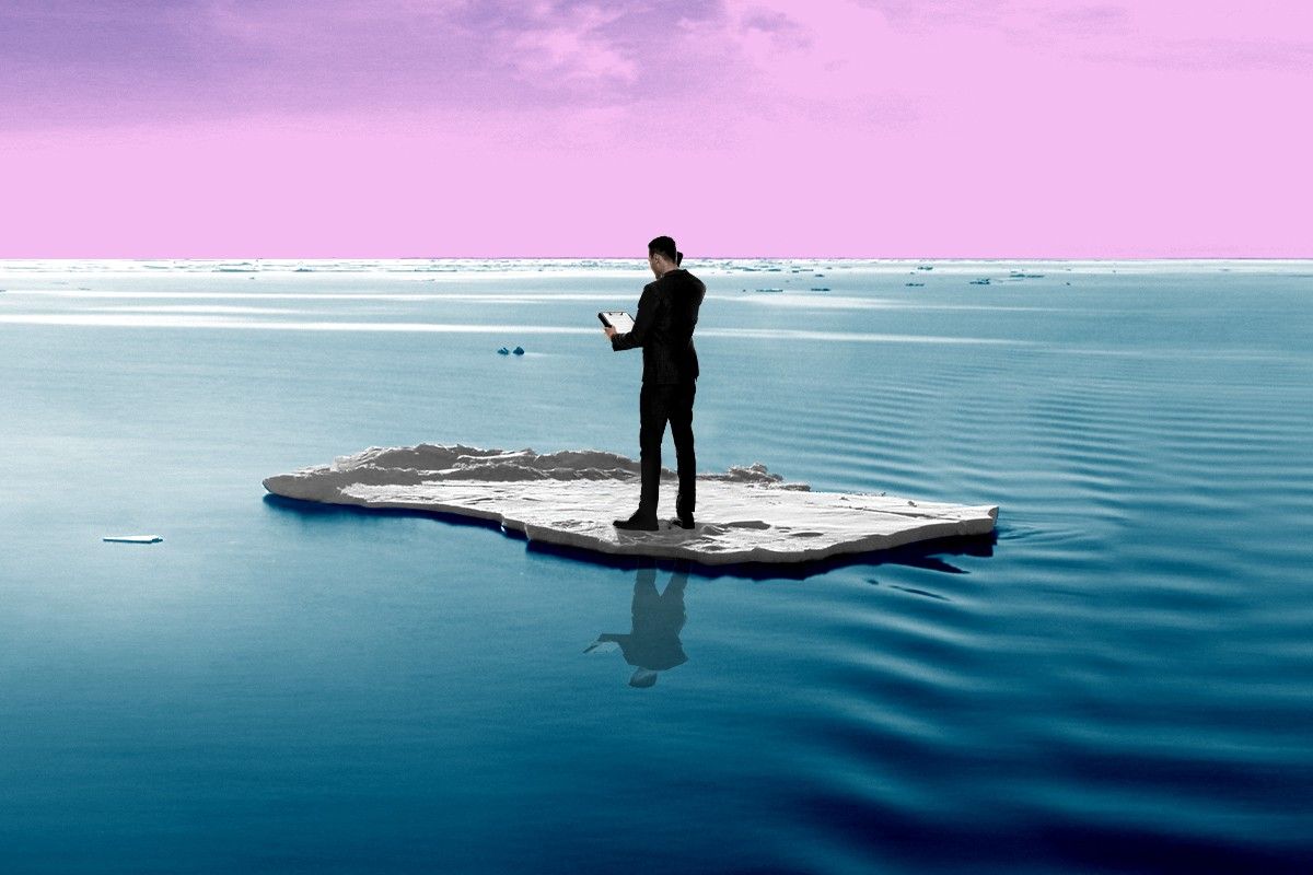 A pollster on an ice floe.