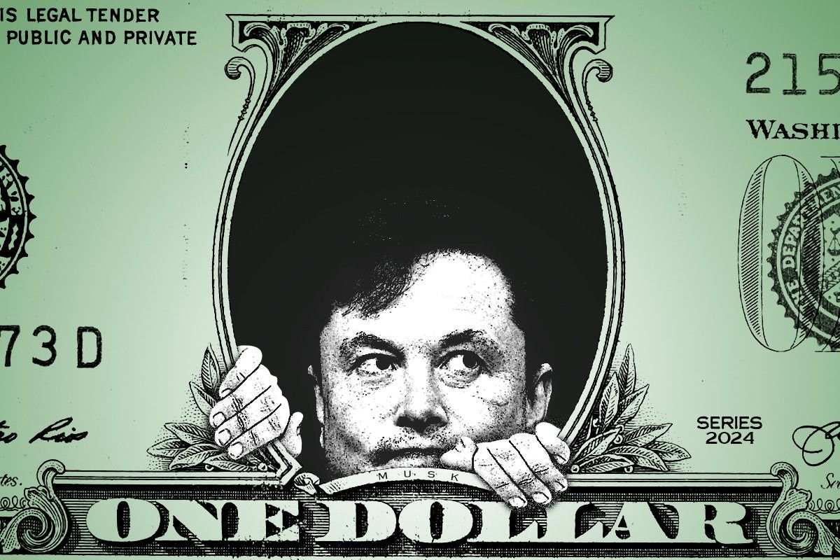 Elon Musk on a dollar bill.