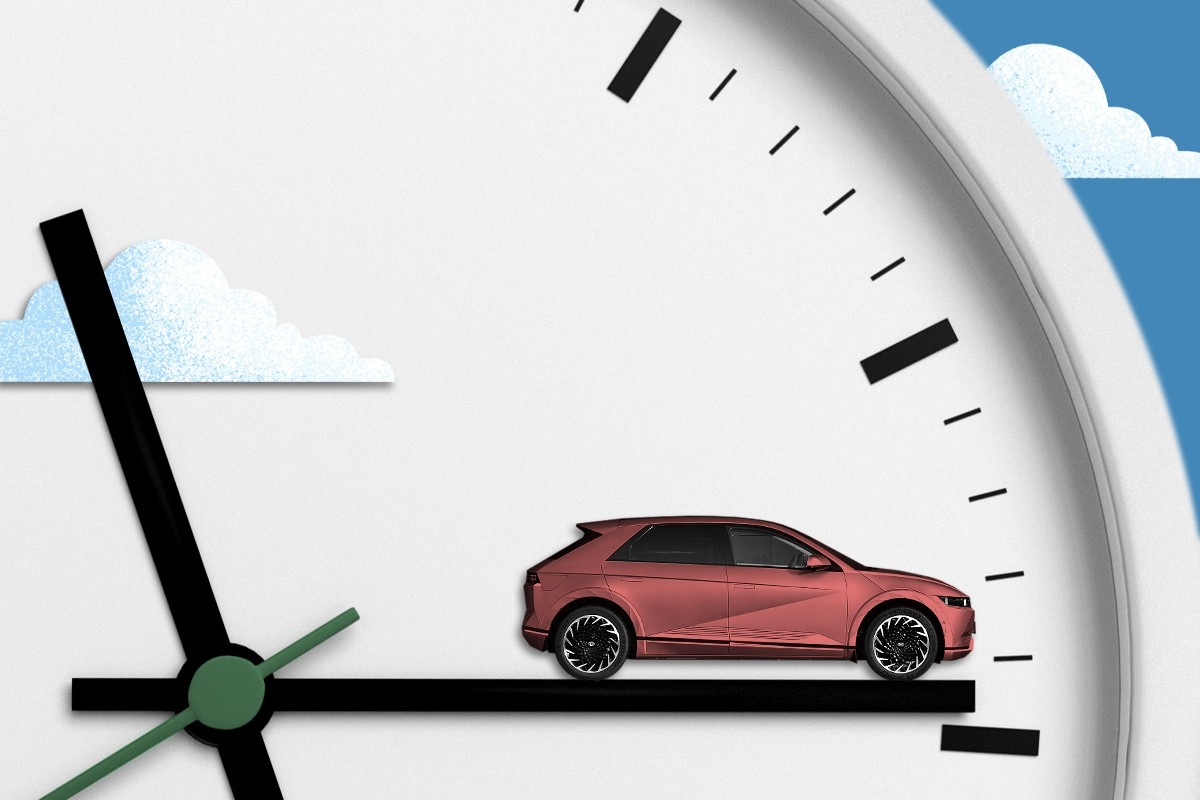 An EV on a clock.