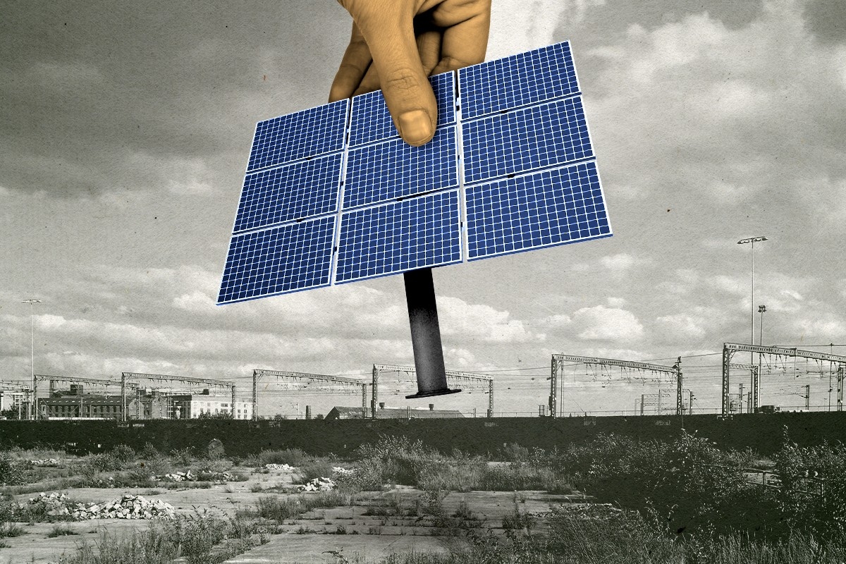 Solar panels on a brownfield.