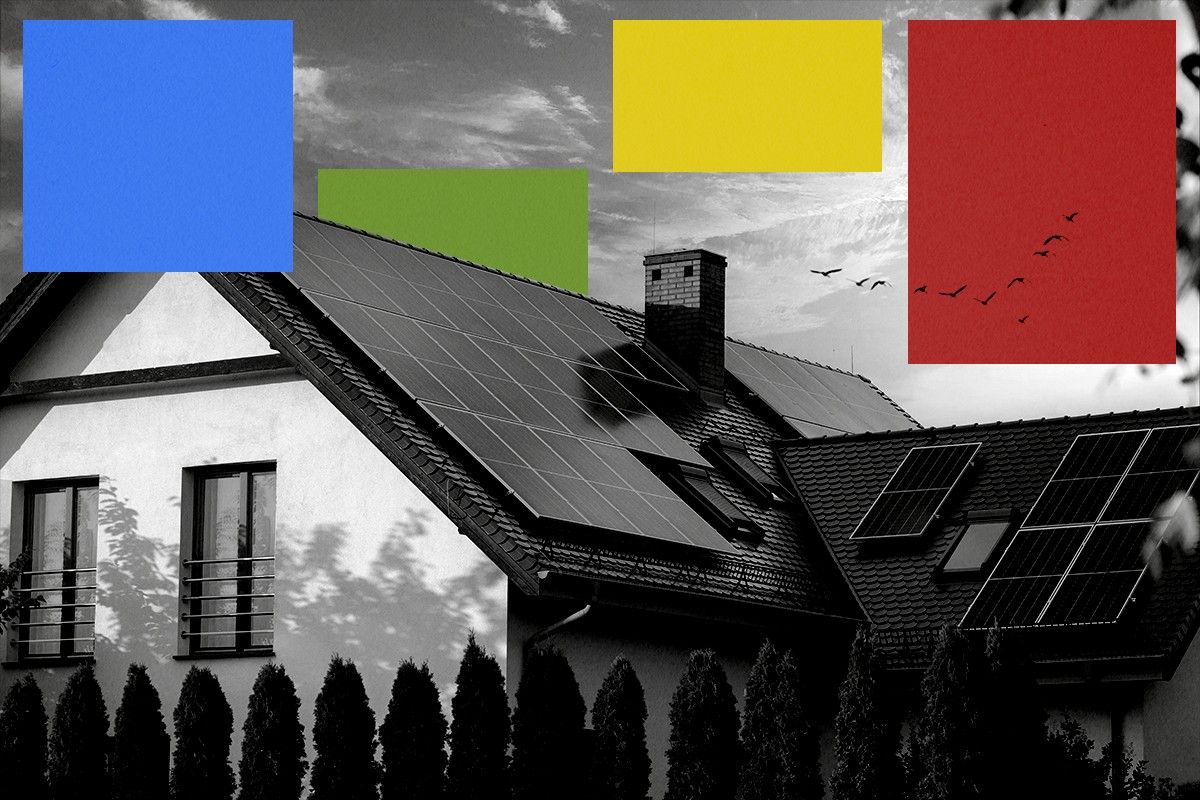 A house with solar panels.