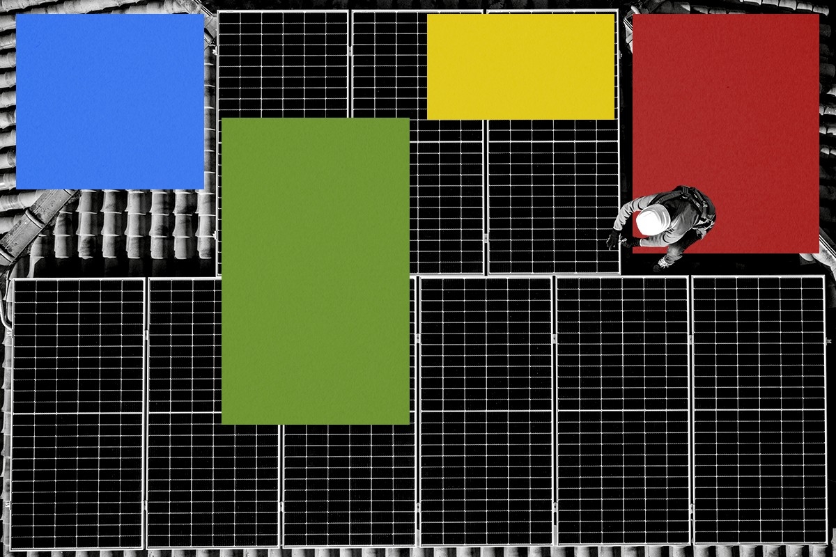 Installing solar panels.