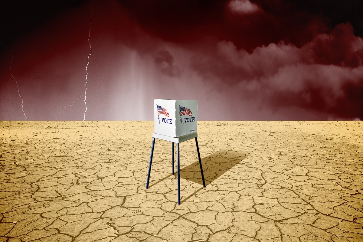 A ballot box in the desert.