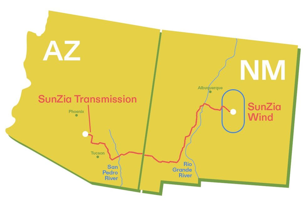 A map of SunZia's route.