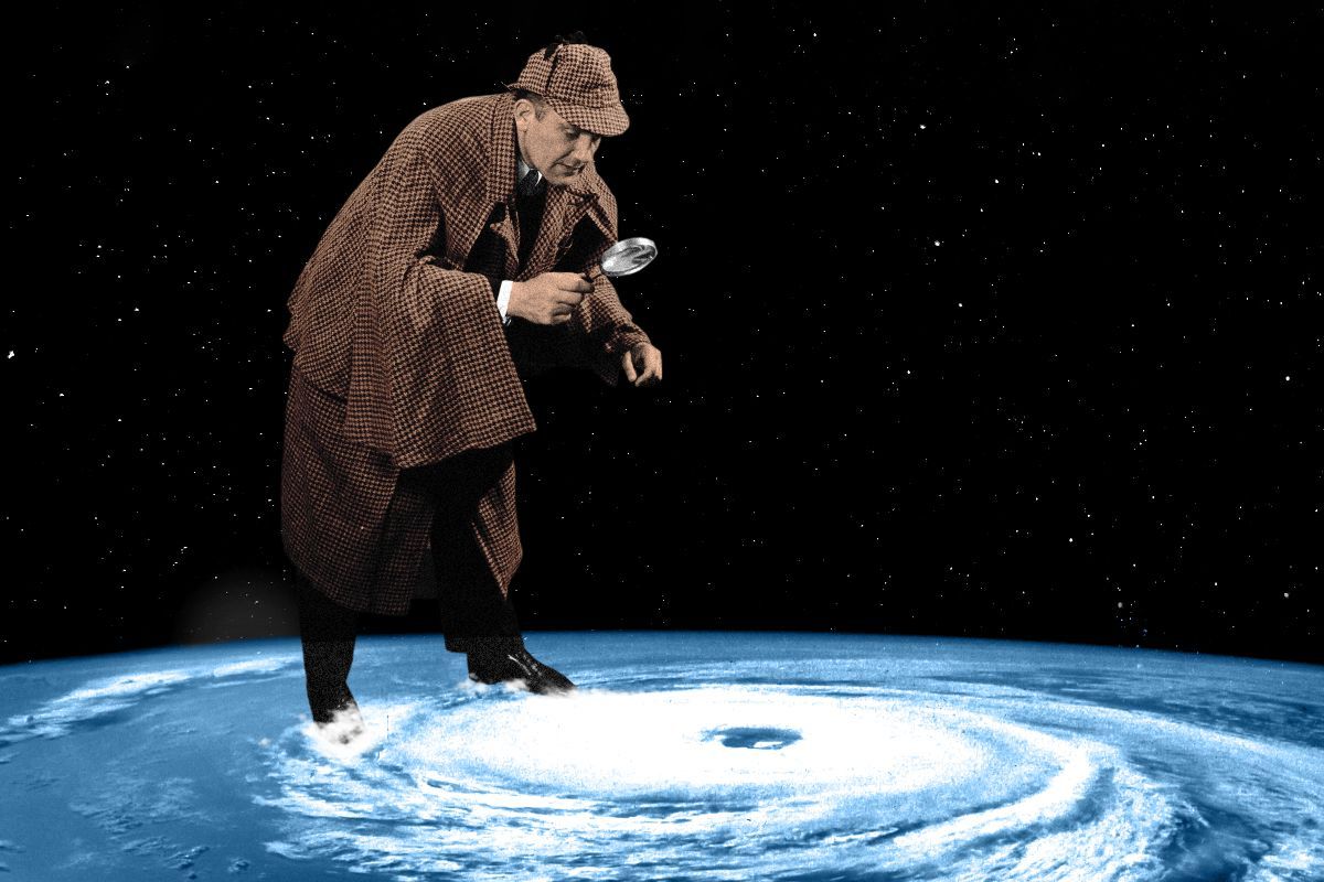 Sherlock Holmes inspecting a hurricane.