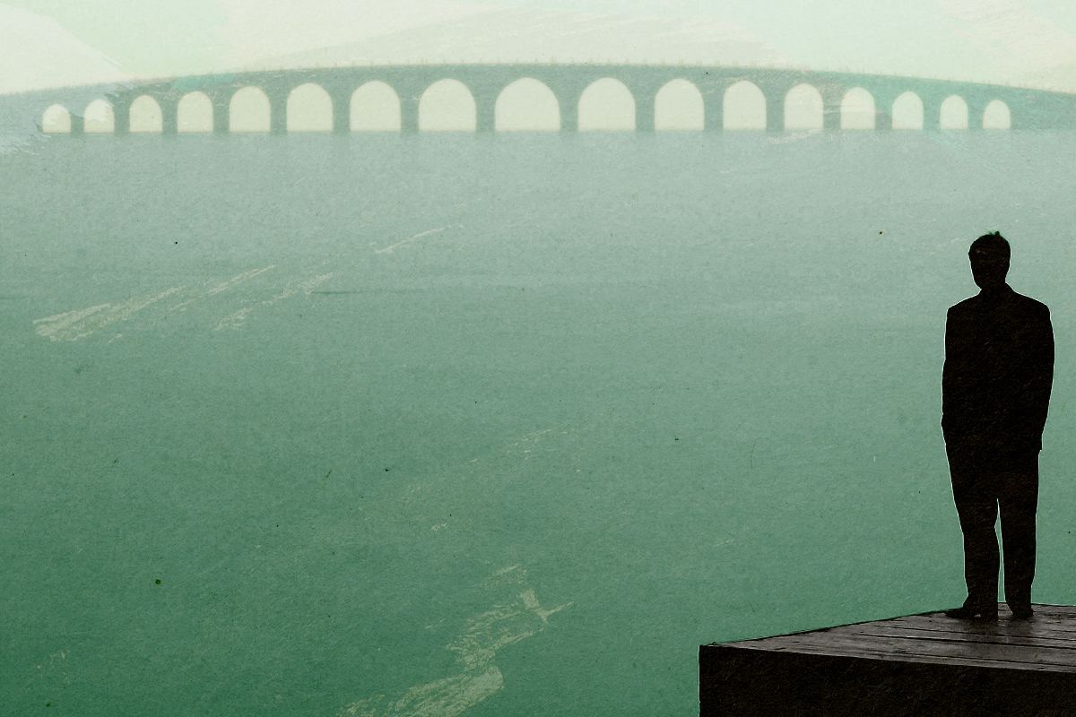 A smoggy bridge.