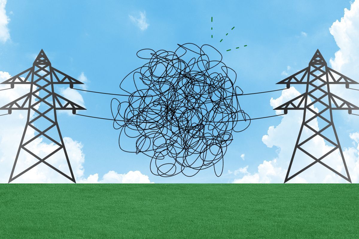 Tangled power lines.